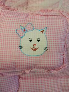 Pink Baby Mattress With Net And Pillow