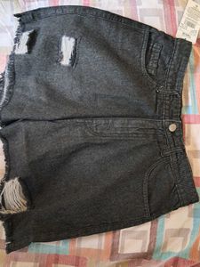 Distressed Denim Mini Skirt