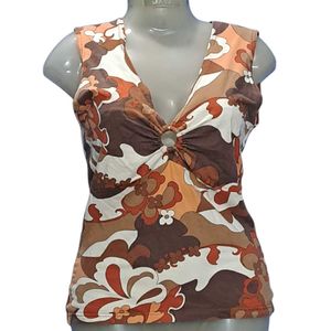 Floral Brown Tank Top
