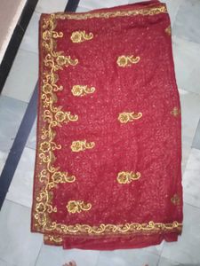 Red Embroidered Sari Blouse
