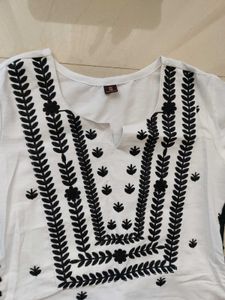 Rakul Preet White Black embroidered Kurta