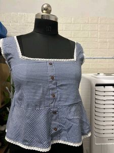 Gingham Peplum Top