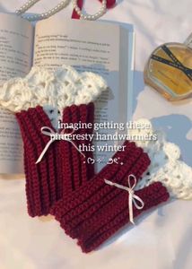 Red Crochet Fingerless Gloves