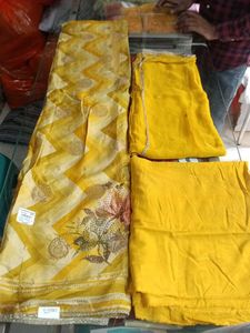 Yellow Printed Salwar Suit Material