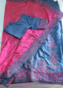 Last Price ✨New Pink Asthetic Saree With Blouse