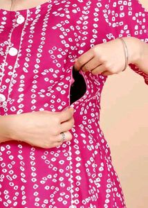 Bandhani Maternity Kurti With Zip