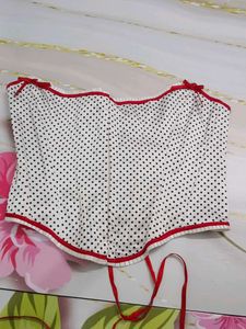 (1100)Polka Dot Corset Top