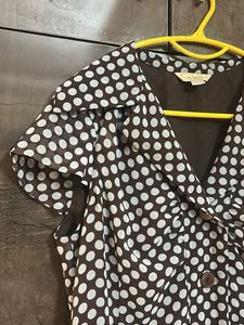 Chic Polka Dot Midi Shirt Dress