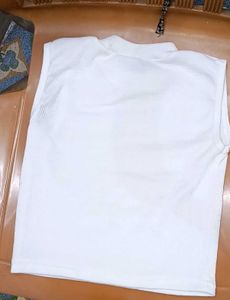 White Ribbed Crop Tank
