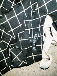 Black White Crepe Top