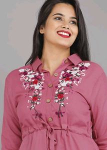 Women's Trending Pink Embroidered Top
