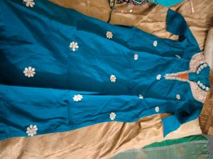 Elegant Blue Embroidered Kurta Kurti Combo Of 3