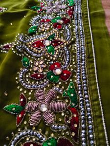 mehandi Green heavy handwork Saree