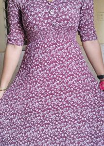 Ankle Length Purple Dress Flower Printed