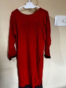 Embroidered Red Kurta - 2XL