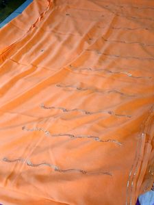 Orange Sequined Saree For Woman🧡🌼