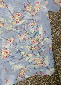 Silver Crape Silk Suit