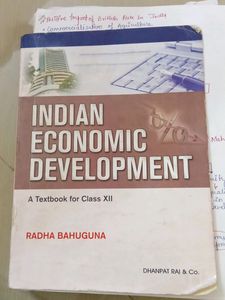 combo of economics class 12 th books indian economic development and intriduction to macroeconomics by radha bahuguna+ free handwritten synopsis