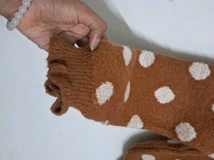 Polka Dot Ruffle Sleeve Sweater