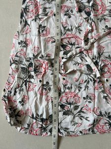 Flora Printed Round  White  Kurti