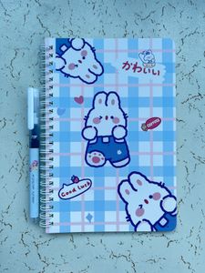 Cute Blue Cartoon A5 Diary + Free Pen