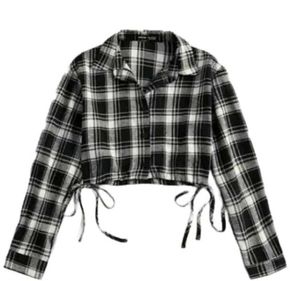 Cropped Flannel Shirt
