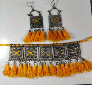 Yellow Tassel Jewelry Set