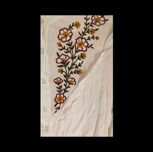 Korean style white embroidered shirt for bust ~30- 32