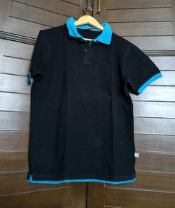 Fanideaz Men Black Cotton Casual Polo Tshirt