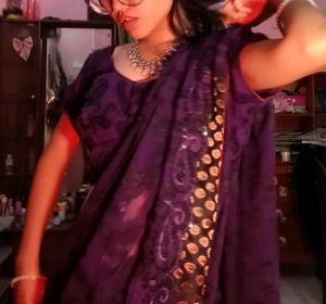 Elegant Purple Embroidered Saree
