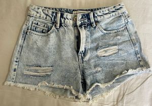 Blue Denim Distressed Shorts
