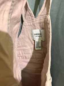 Dusty Pink Distressed Denim Dungaree