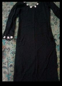 Black Kurti With White Lace Work