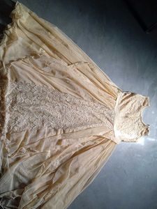 Pretty Golden Gown For Festival Wedding