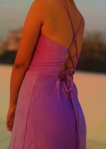 Purple Lace-Up Back Dress