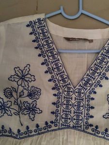 Embroidered V-Neck Top