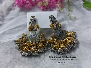 Dual tone Silver-Gold Ghungroo Jhumka Stud Earring
