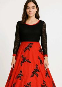 Black & Coral Long Dress