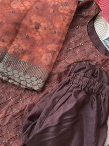 Elegant Brown Salwar Kameez Set