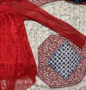 Red Beads Party Wear Top