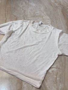 White Cute Crop Top With Nettop 🤍
