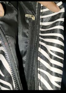 Zebra Print Chain Shoulder Bag