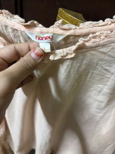 Cotton Peach Top With Long Sleeves
