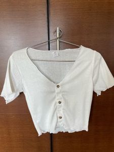 Cute White Button-Up Top