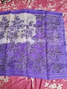 Jute Saree White, Lavender