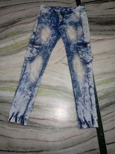Acid Wash Cargo Jeans