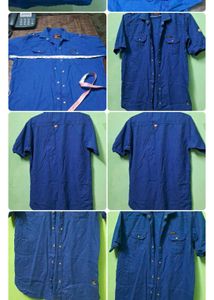 Blue Casual Shirt Mens 2xl Cotton