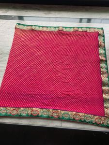 Pink Leheriya Dupatta with Embellished Border
