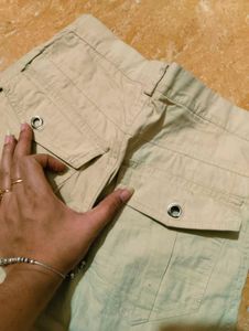 Khaki Cargo Capri Pants