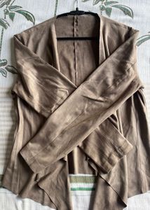 Zara Beige Cascading Suede Jacket
